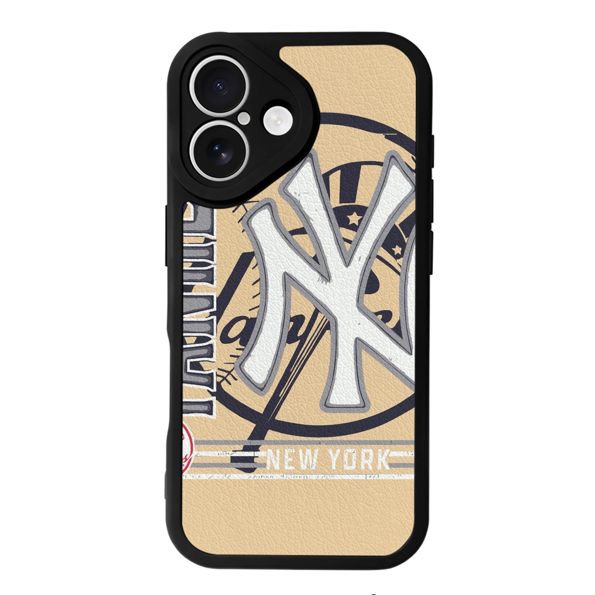 Vintage New York Yankees Logo In Crisp IPhone 16 Silicone Leather Case – UV Print, Lambskin Texture – Perfect Fit, Wireless Charging Compatible, Scratch Resistant, Precise Cutouts – Stylish Protection For IPhone 16